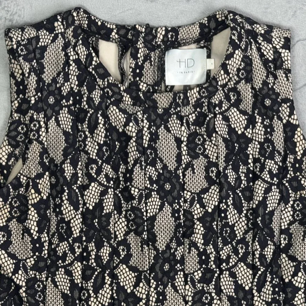 Anthropologie HD in Paris Violante Black & Ivory Floral Lace Dress - Picture 4 of 6